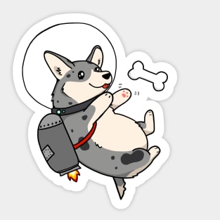 cardigan blue merle space corgi with jetpack Sticker